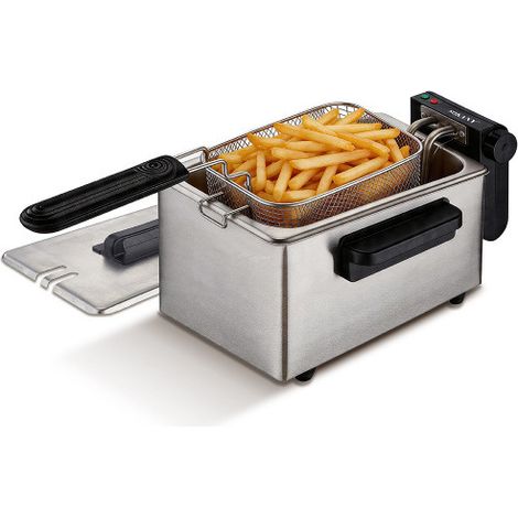 Friteuse Électrique 2,5 L Inox 2000 W Thermostat Réglable Chauffage Rapide Poignée Amovible Panier Frites Poulet Brochettes Snack Maison 220 V (1/5)