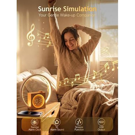 Reveil Simulateur d'aube, Veilleuse Tactile Charge USB, Déco (1/4)
