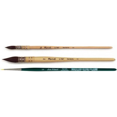 2 pinceaux lavis - Raphaël - Série 803 petit gris pur - 1 pinceau rond - Da Vinci (1/3)