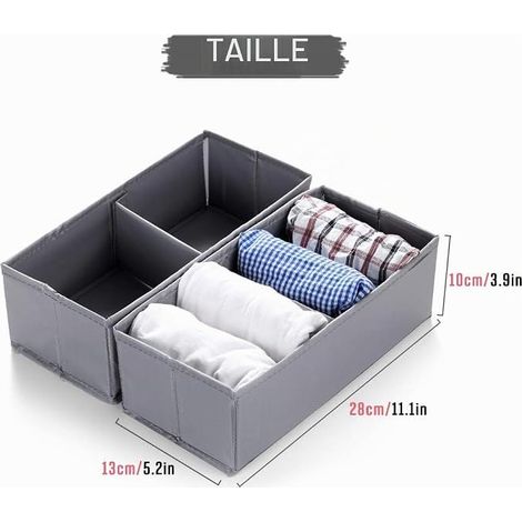 Boîtes de Rangement Pliable Bacs Mignon Panier Stockage Containers Organiseur Tiroirs pour Les vêtements, Jouets, Bureau, 13X28X10cm (1/4)