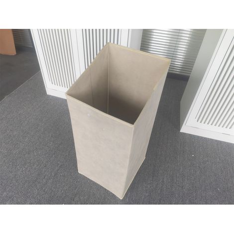 Meuble à linge blanc à façade à lattes avec couvercle rabattable et 2 compartiments en tissu pour salle de bains et balcon (1/5)