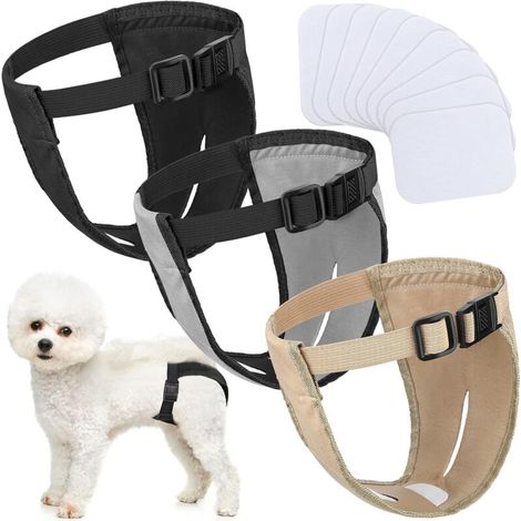 Taille: XL Paquet de 3 Couches pour Chien Culottes Menstruelles pour Chien Femelle Pantalon pour Chien Hygiénique Physiologique Réglable Lavable en Chaleur avec 9 Serviettes Hygiéniques (1/5)