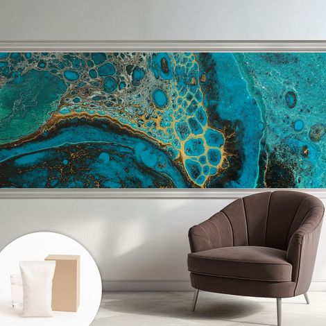 Papier peint intissé mural avec colle pour salon et chambre Décoration murale rapide - Colle incluse gratuite Structure abstraite 250x104 cm (1/5)
