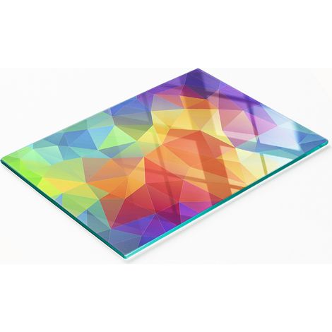 Tablero de vidrio elegante y duradero con estampado de formas geométricas, 80x52 cm. (1/5)