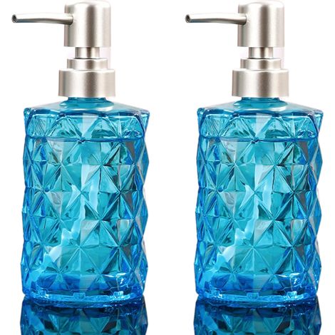 Distributeur De Savon - Verre Trempé 330 Ml - Pompe En Acier Inoxydable 304 - Salle De Bain Cuisine - Lot De 2 (1/5)