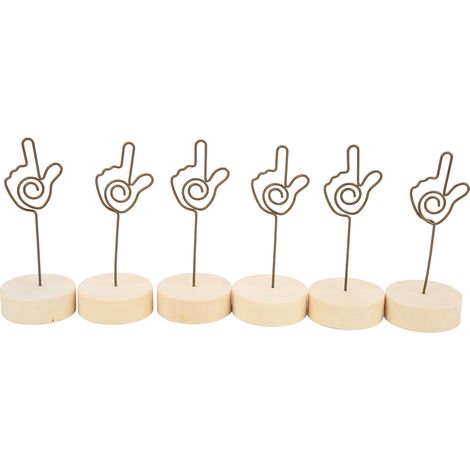 6-teiliges Tischnummern-Set aus Buchenholz mit Handgesten-Signal, praktisch und modern (1/5)