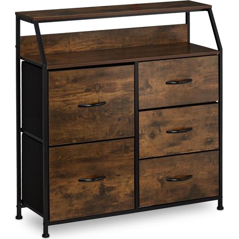 Cassettiera rustica in stile industriale 90 x 40 x 80 cm grande spazio di archiviazione decorativo in metallo nero 130010887