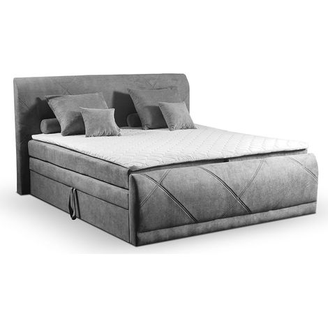 Porto Boxspringbett 180x200 Hotelbett Bonellfederkern Bett mit Topper Bettkasten