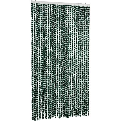 Rideau anti-mouches vert et blanc 118x220 cm chenille CFW65169 (1/5)