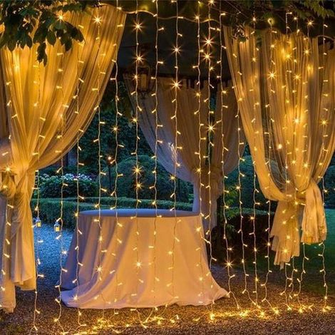 Guirnalda de luces LED de 300 luces, 8 niveles de intensidad, fiestas, hogar, jardín, dormitorio, exteriores, interiores, luz blanca cálida (1/5)