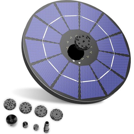 Fontaine Solaire 3,5 W avec Batterie Pompe Flottante avec 6 Buses pour Bain d'Oiseaux Aquarium Jardin (1/5)
