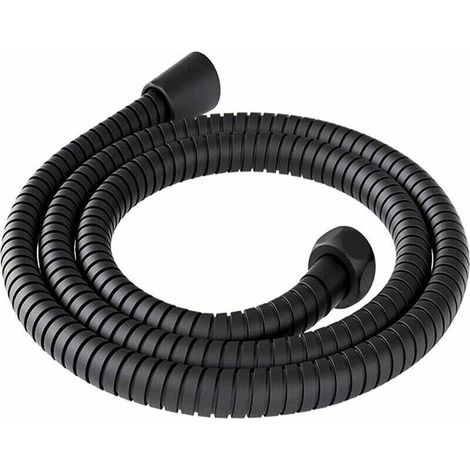 Tuyau de douche 200 cm universel en acier inoxydable anti-torsion anti-corrosion tuyau douche 2 m flexible douche flexible de douche flexible pour douche câble douche universel noir (1/5)
