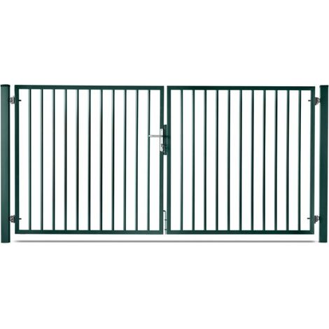 Portail barreaudé acier galvanisé passage 3m00 H 2m00 Vert (1/4)