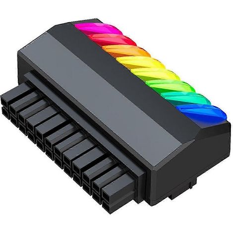 Adaptateur d'alimentation coudé à 90° pour carte mère (24 broches) ARGB, noir (1/5)