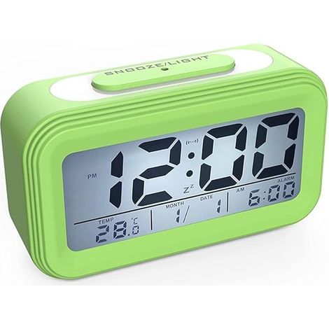 MINKUROW Reloj Despertador Con Pantalla Digital Led Con Luz Nocturna Snooze Reloj Despertador Junto A La Cama Con Pilas Para Viajes Oficina En Casa (Color: Verde) (1/5)