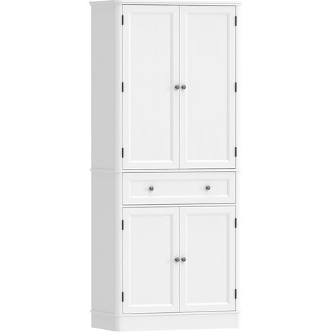 Armoire de cuisine 4 portes, tiroir et étagères réglables, 80 x 39,5 x 186,4 cm Blanc (1/5)