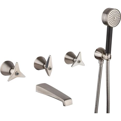 Mezclador de bañera empotrado de tres orificios en acero inoxidable cepillado color PVD Mamoli GIO PONTI 2519FR14002F  PVD Acero (1/4)