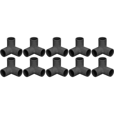 Raccords de tuyauterie à 3 voies Connecteur coudé en plastique PVC 25 mm diamètre intérieur pour conduites d'eau Connexions tente serre meubles 10 pièces Durable haute (Blanche) Noire - (1/5)