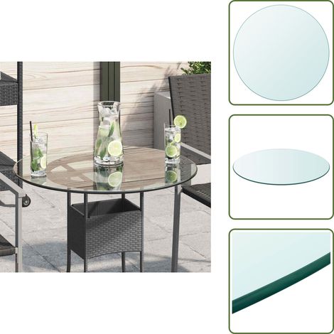 Dessus de table ronde en verre trempé 600 mm - Plateau De Table Rond - Dessus De Table En Verre - Verre Trempé - Décoration De Table - Protection De Table (1/5)