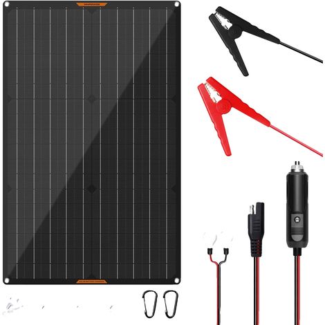 Cargador de baterías solares, potencia máxima de 30 W, eficiencia del módulo del 24 %, voltaje de circuito abierto de 23,2 V, dimensiones 22" de profundidad x 14" de ancho, compatible con baterías de (1/5)