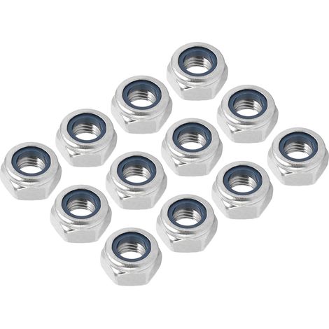M10x1,25mm Hex Verrouillage Écrou Métrique Inox 304 Argent 12pcs (1/5)