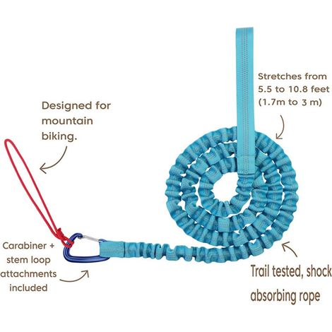 Corde de remorquage pour VTT, élastique et réfléchissante, avec sac de rangement, idéale pour les enfants et les adultes. Compatible VTT, avec ceinture élastique et sac de rangement. (1/5)