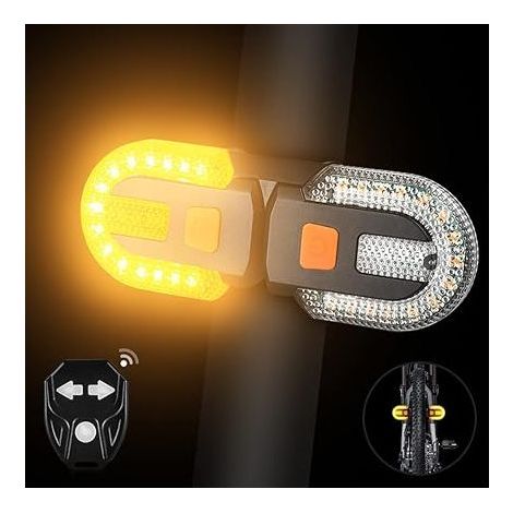 Luz trasera para bicicleta con intermitente – Control remoto inalámbrico Split para ciclismo, recargable, 5 modos de advertencia de seguridad, luz estroboscópica, 6,2 x 4,7 x 2,5 cm (1/4)