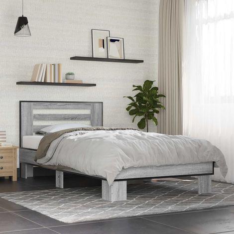 vidaXL Bed Frame with Headboard Grey Sonoma 80 x 200 cm (1/5)