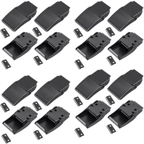 16 Pièces Loquet à Bascule, Fermeture à Levier Fer Fermoir de Tension Fermeture de Boîte Capuchon de Verrouillage pour Boîte à Outils pour Boîte,Cas Sans Serrure, Noir (1/5)