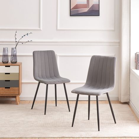 Chaise rembourrée IRIS en velours gris foncé (1/5)