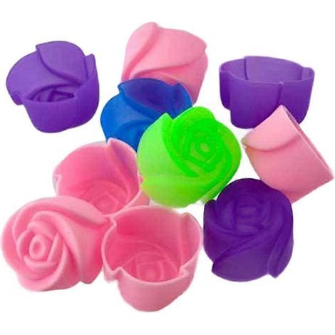 10 rosenförmige Silikonformen für Muffins, Kekse und Cupcakes, Schokoladenformen (1/5)