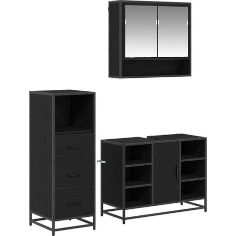 Maison Exclusive - Badezimmermöbel-Set 3 pcs Schwarz Eichen-Optik