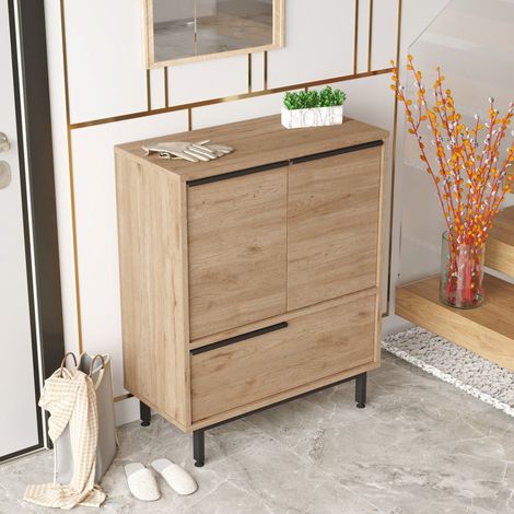 Credenza Rive, Madia 3 Ripiani, 3 Ante, 3 Vani, 75x36x90h cm Marrone Rovere (1/5)
