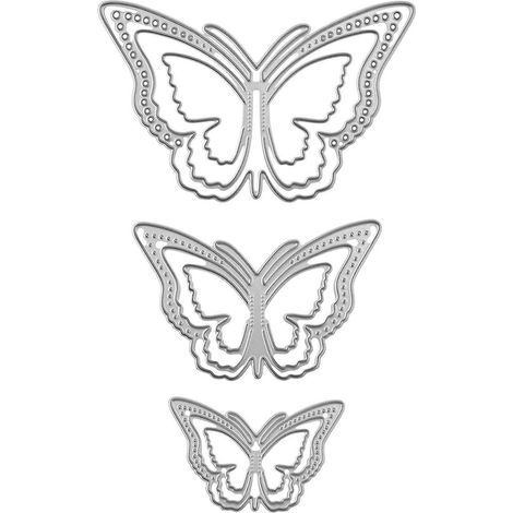 Lot de 3 papillons 3D en métal, matrices de découpe papillon pour la création de cartes, cadre papillon (1/4)