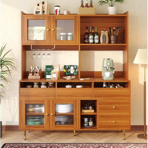 mobile contenitore 145x39x171 cm ante vetro fumé noce OKMYHOME (1/5)