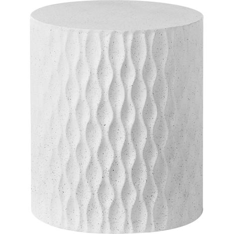Mesa auxiliar de MgO fibra de vidrio forma redonda resistente a las manchas óxido agua y viento efecto terrazo ø 37 blanco Antelao