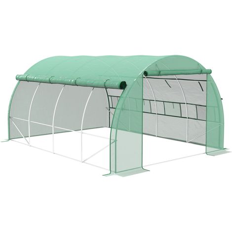 Invernadero túnel de polietileno 3,97 x 3 x 2 m con protección UV y estructura de acero verde (1/5)