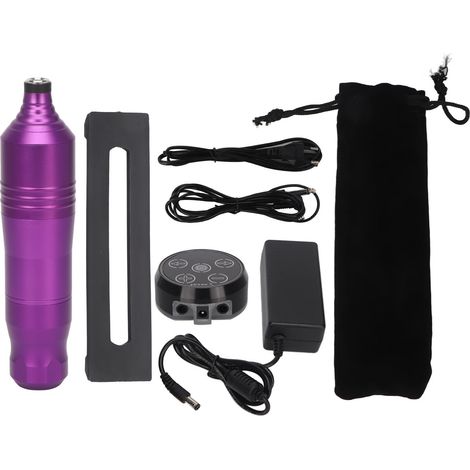 Kit complet de stylo tatouage rotatif avec aiguilles cartouche, bloc d'alimentation professionnel 100-240V prise UE (1/5)