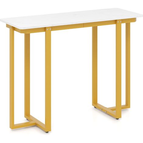 Consolle da ingresso in finto marmo 107 x 40 x 79,5 cm design elegante ed ergonomico in legno bianco e oro 200013827
