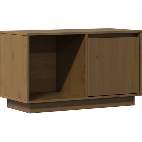 Meuble TV, Étagère TV, Meuble de Salon, Marron miel 74x35x44 cm Bois de pin massif OIB7794E (1/5)