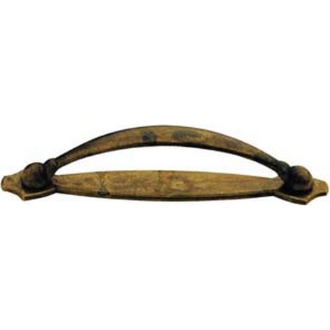 5PZ MANIGLIE PER MOBILI FISSE MOD.18900 IN OTTONE ANTICATO - MM. 89X18H. - INTERFORI MM.64