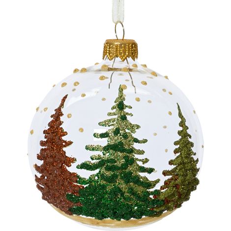 Pallina di vetro trasparente 8cm con alberi