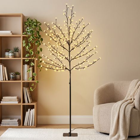 Sapin de cerisier artificiel lumineux à LED de 180 cm avec 200 LED et 20 branches flexibles, décoration de Noël (1/5)