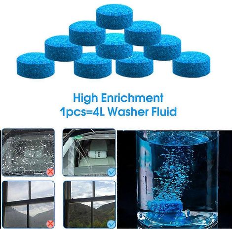 10 comprimés effervescents concentrés pour nettoyant solide voiture (40 L), lave-glace solide pour vitres et pare-brise, détergent ménager (1/5)