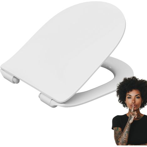 Abattant WC slim Villeroy & Boch O.Novo – Duroplast antibactérien – Mécanisme de fermeture amortie – Déclipsable pour nettoyage facile