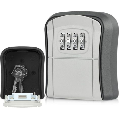 Secure Key Box, 4 Digit Combination Code, Safe Storage Zinc Alloy Lock Safe Box, Gray