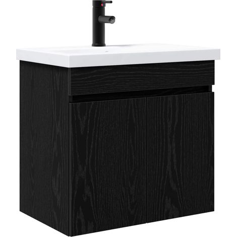 Bathroom Vanity Unit with Tap Black Oak 61 x 40 x 74.5 cm vidaXL