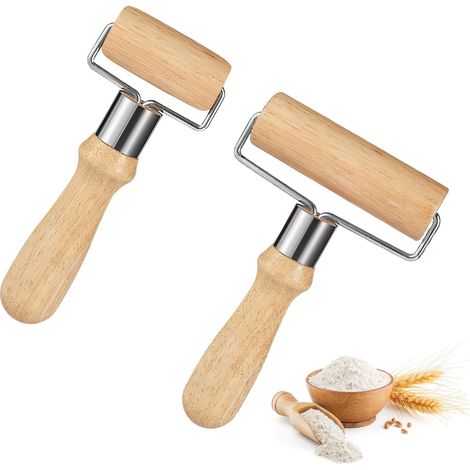 Lot de 2 rouleaux à pâtisserie, petit et moyen, pour fondant, pizza, gâteau, pâtes et pâte brisée. (1/5)