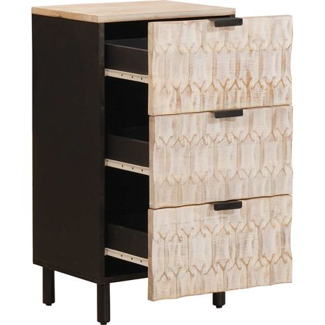 Buffet avec tiroir Finition Lavage Blanc 40 x 33 x 75 cm