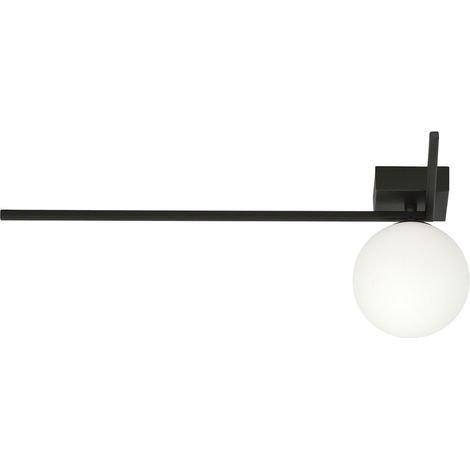 Lampada a Soffitto Imago, Acciaio verniciato a polvere, Vetro, Nero, Bianco, 50x21x18 cm